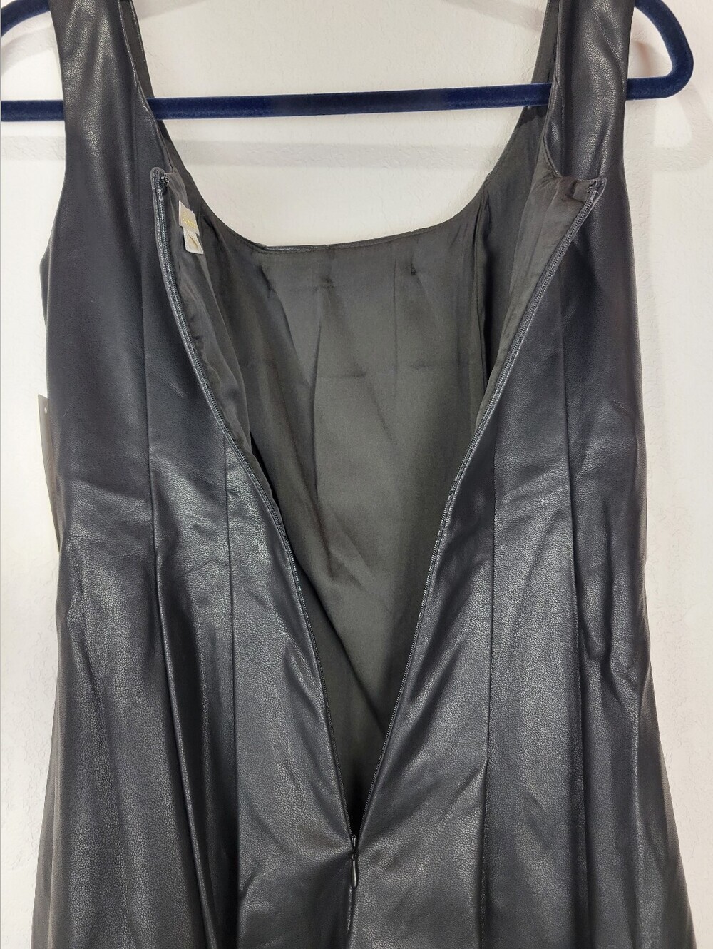 NWT Shoshanna Everett Black Faux Leather and Lace Fit & Flare Mini Dress Sz 0 - Picture 9 of 16